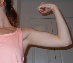My left little bicep. Yeah, look at those stretch marks..proof that I am a yoyo exerciser :-/