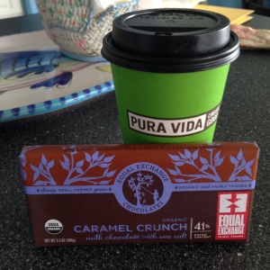 Equal Exchange Chocolate Bar and Pura Vida coffee from Stir It Up